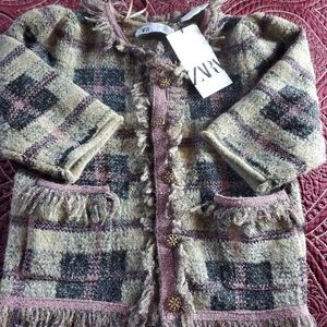 NWT ZARA Woman Plaid Multicolored Knit Jacket